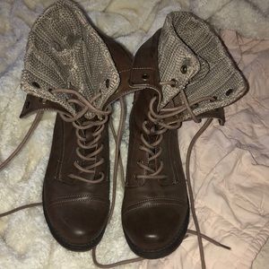 Brown combat boots